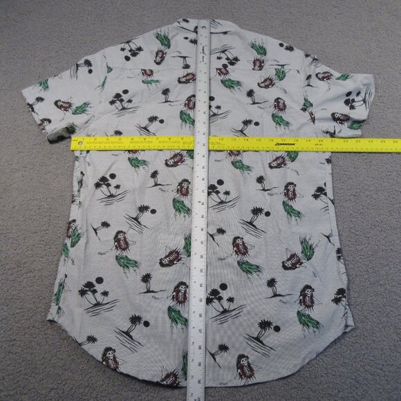 WXYZ Men's Hawaiian Skeleton Shirt Medium Gray Button Down Short Sleeve NEW - Picture 10 of 11